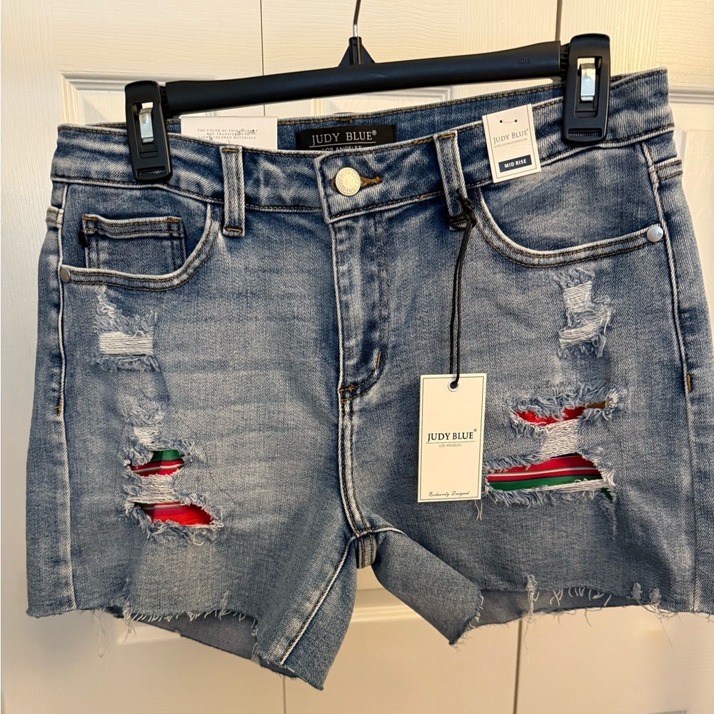 NWT Judy Blue denim shorts with colorful patches